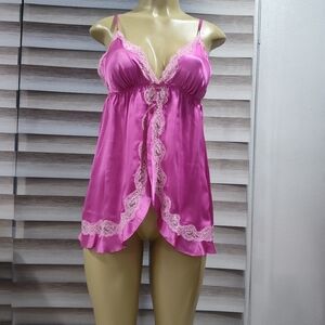 Elegant Pink Lace-Trimmed Babydoll